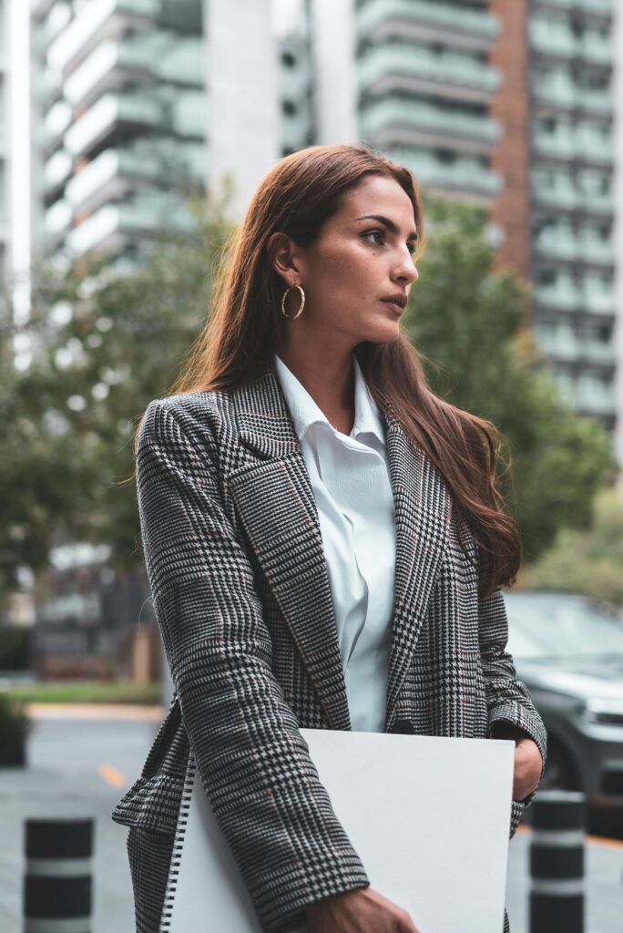 Sophisticated businesswoman attire showcased at the best boutique in Kochi, offering professional and stylish wardrobe essentials."